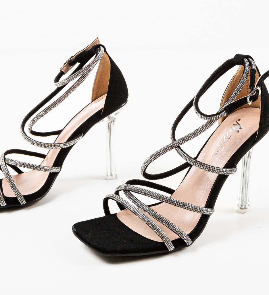 Sandale Paration Negre cu Toc Elegant - imagine 6