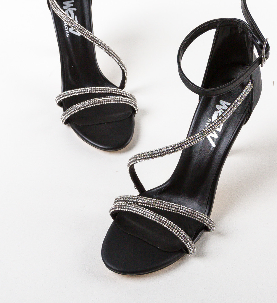 Sandale Toc Fasaj Negre | Eleganță și Stil - imagine 5