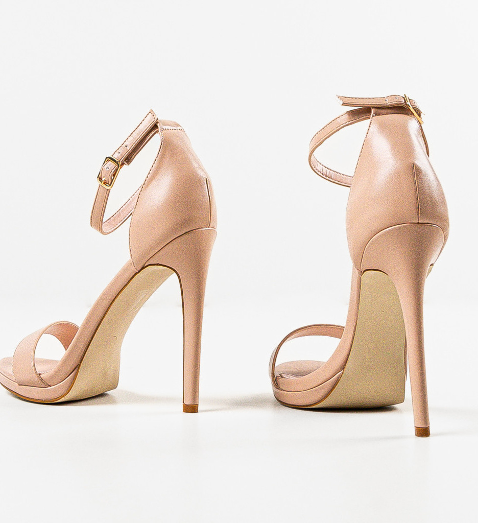 Sandale Akou Bej cu Toc Elegante - imagine 6