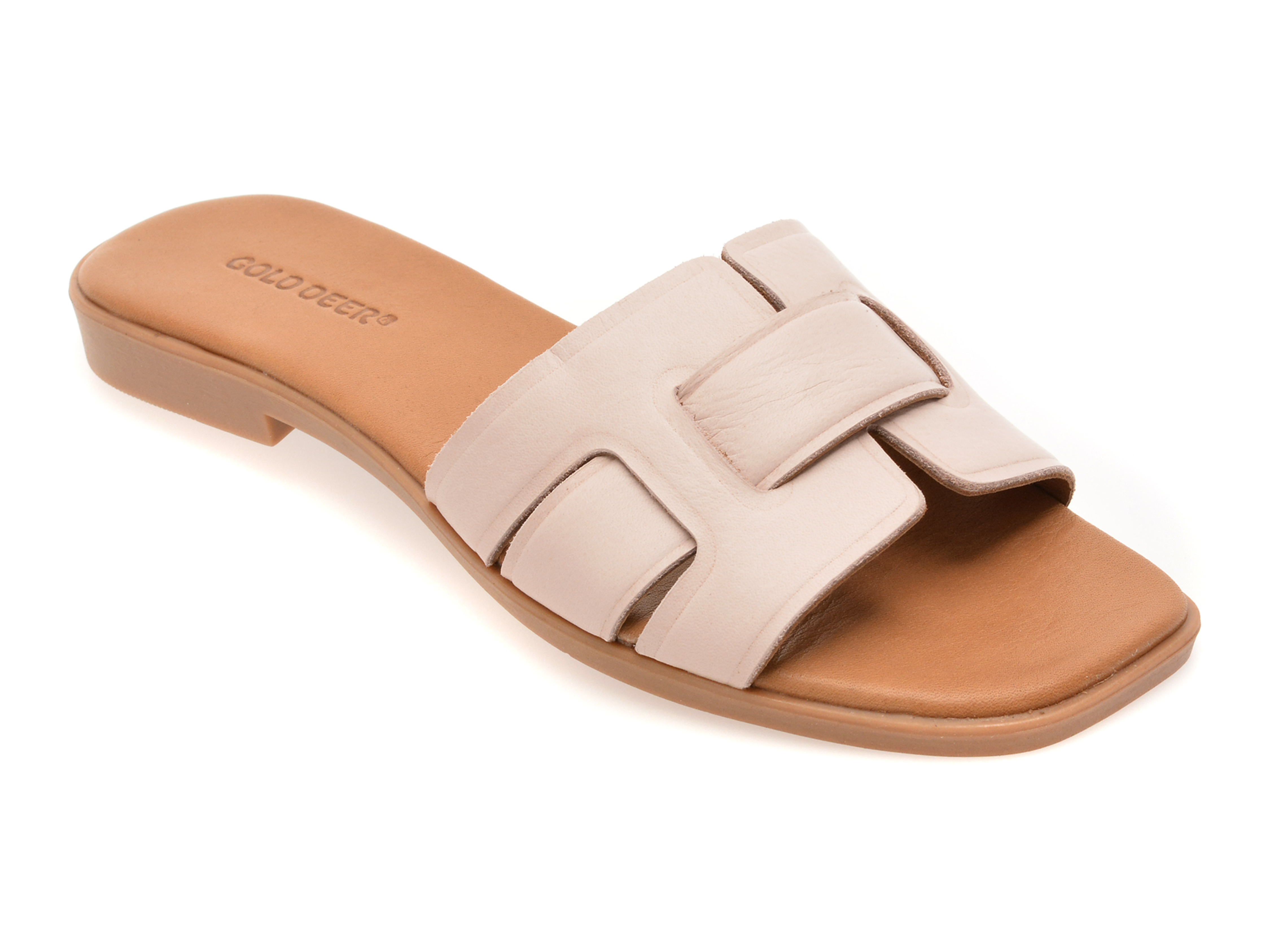 Papuci Gold Deer Roz Piele Naturală Confortabili