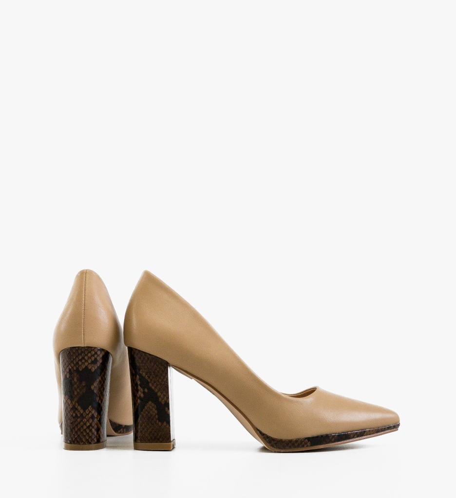 Pantofi dama Jarat Bej cu toc elegant - imagine 5