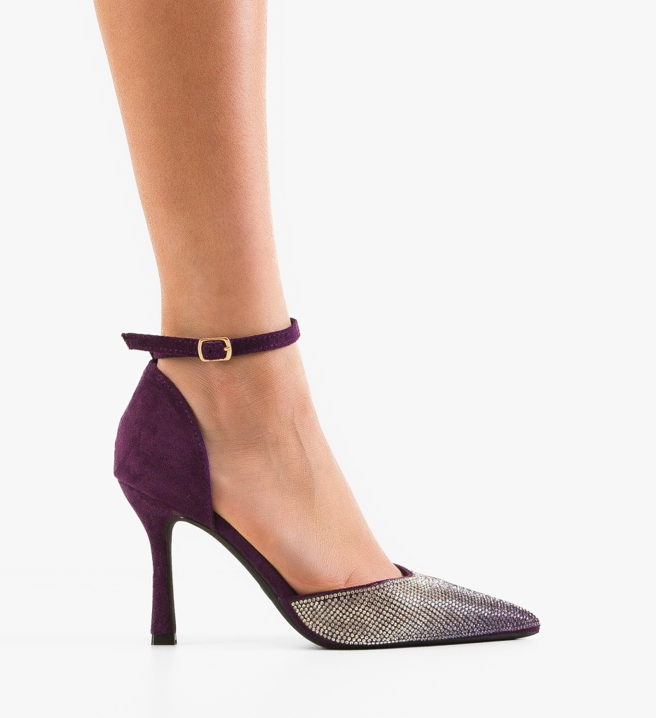 Pantofi Dama Amina Mov cu Toc Eleganți - imagine 8