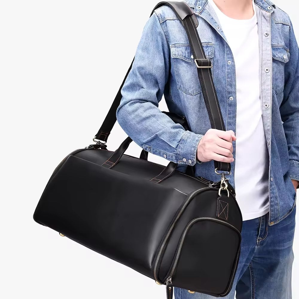 Geanta Călătorie Delis Piele Naturală Negru - imagine 2