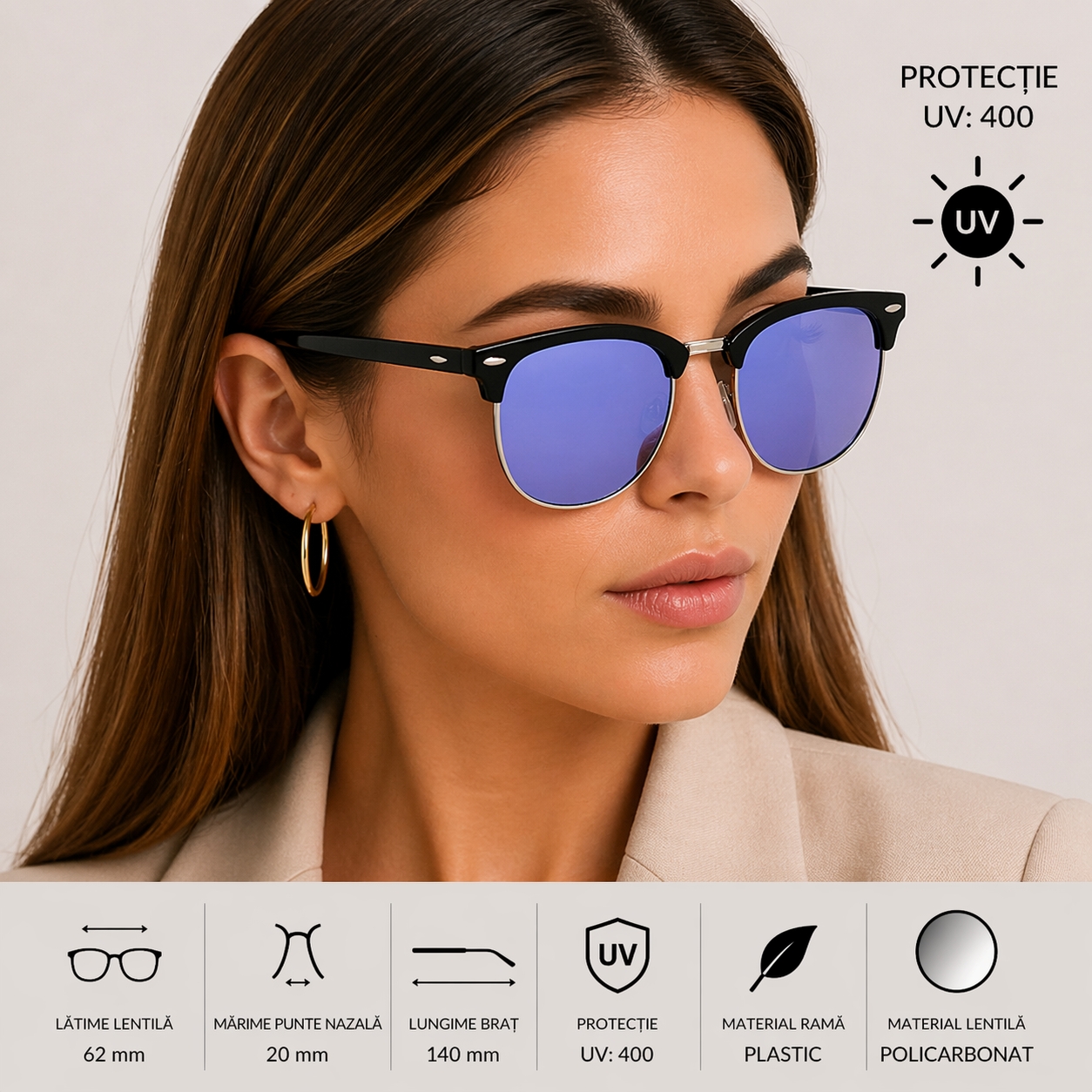 Ochelari Soare Picadili SG054 UV400 Negru/Mov - imagine 2