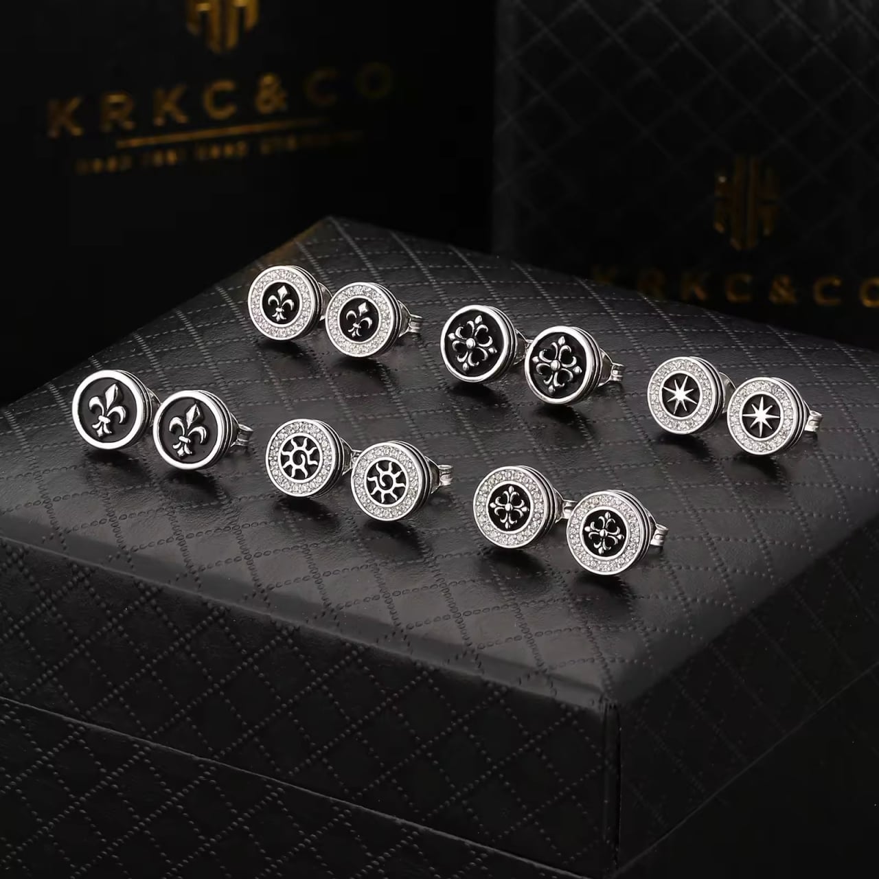 Cercei Argint Barbati Delis Stea | Placati Rodiu - imagine 2