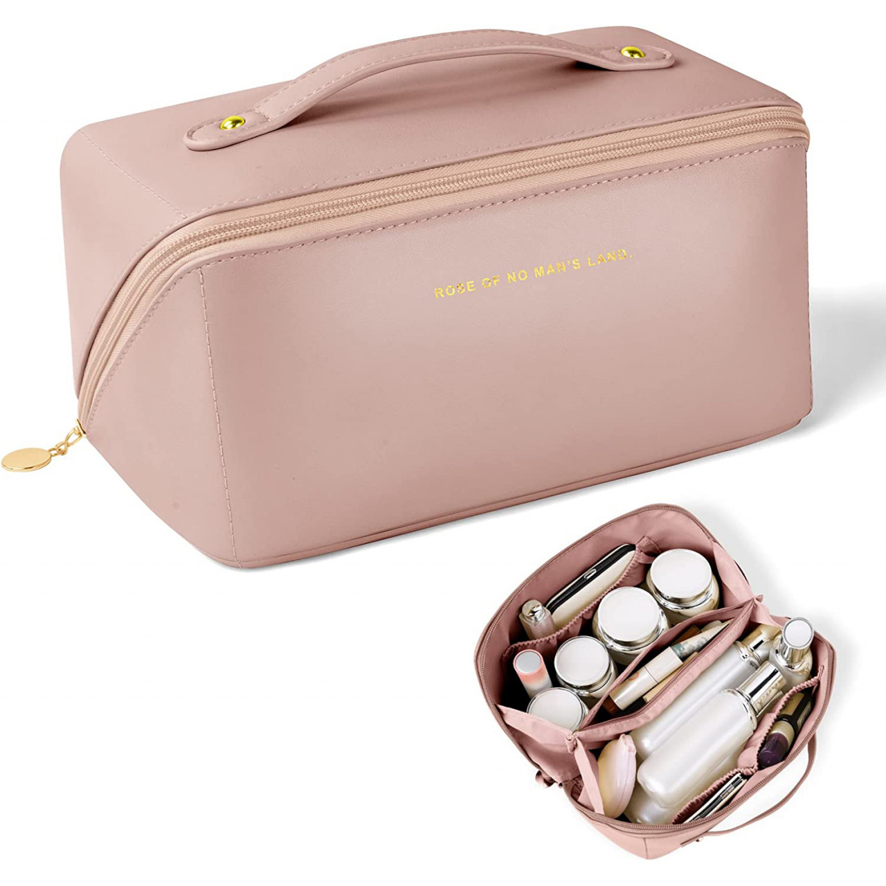 Geanta cosmetice Delis Chabela Roz, impermeabila, 25x12x12.5 cm - imagine 3