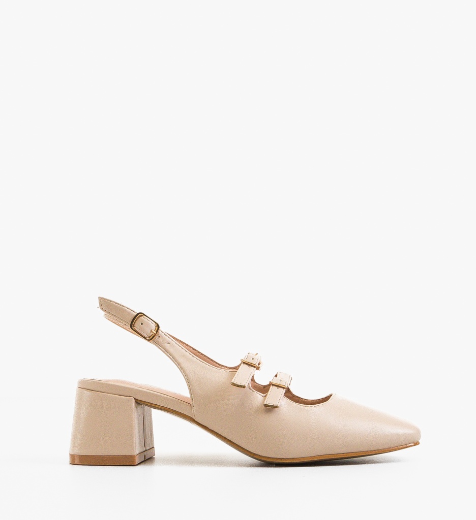 Pantofi Wiktor Nude Eleganți cu Toc - imagine 6