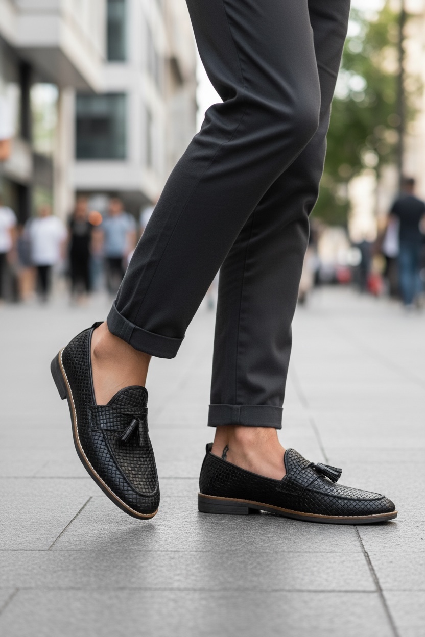 Mocasini Barbati Piele Eco Negri Comozi - imagine 2