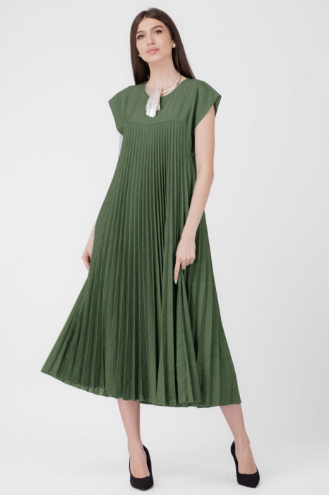Rochie Kaki Plisată Shopika | Fără Călcare