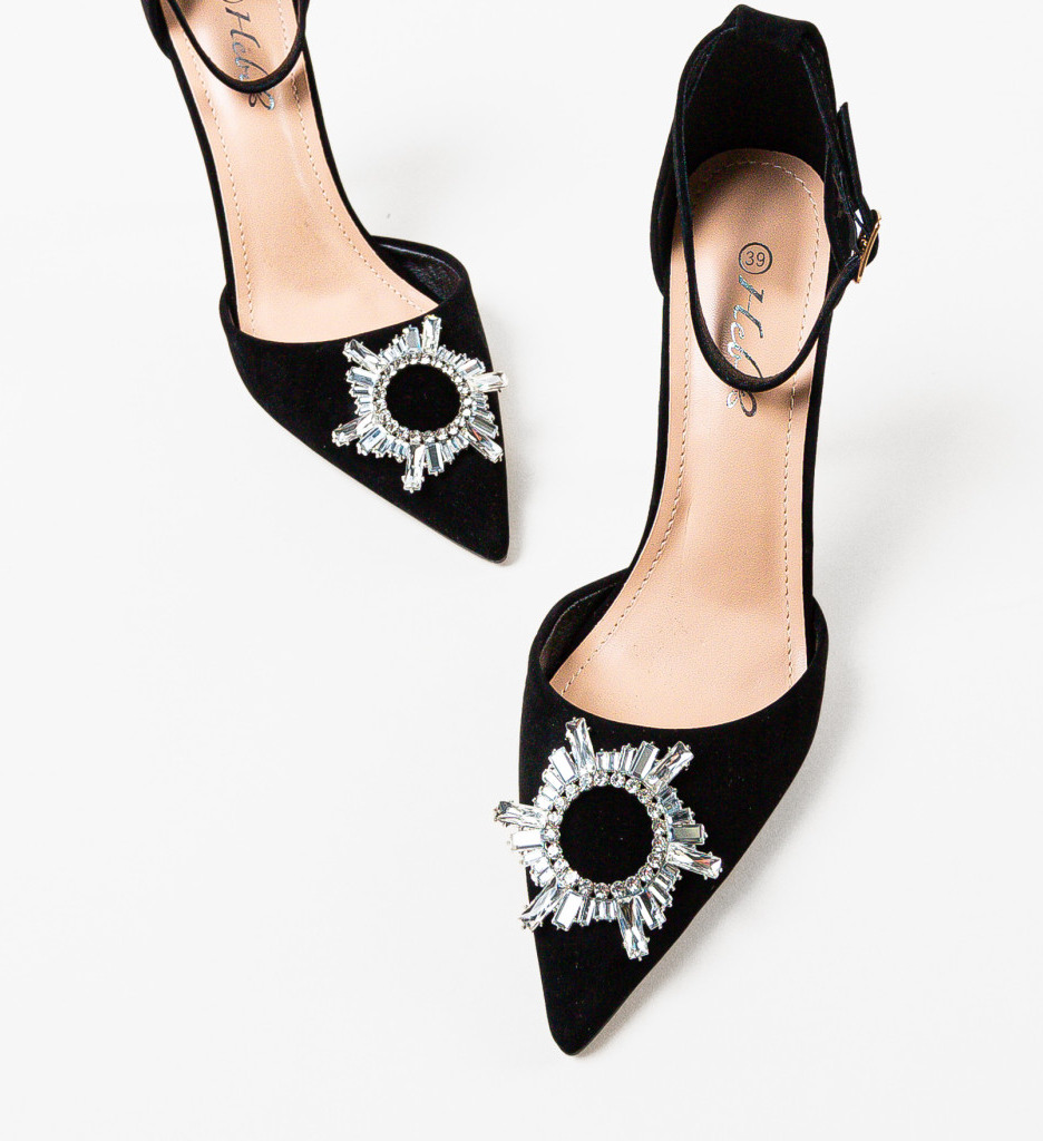 Pantofi cu toc eleganți Depurtat Honor Negri - imagine 6