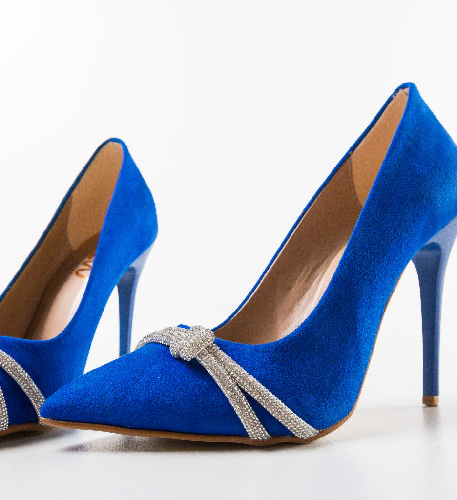 Pantofi Casette Albastre | Toc Stabil Elegant