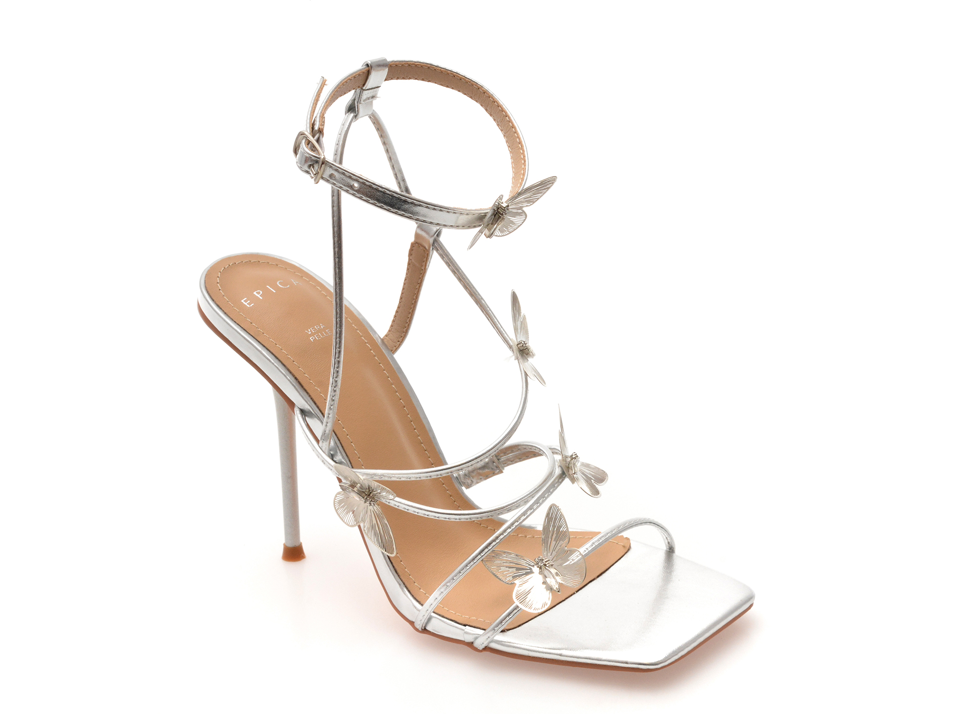 Sandale EPICA Argintii Elegante | Piele Ecologica