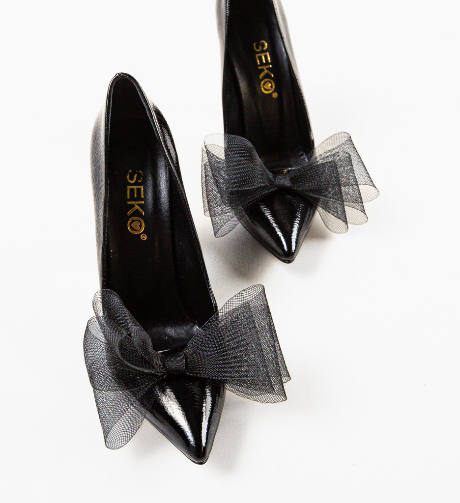 Pantofi Tartarus Negri Eleganți cu Toc - imagine 6