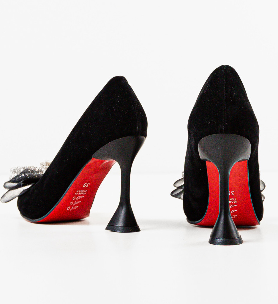 Pantofi Dydyan Negri Eleganți cu Toc - imagine 7