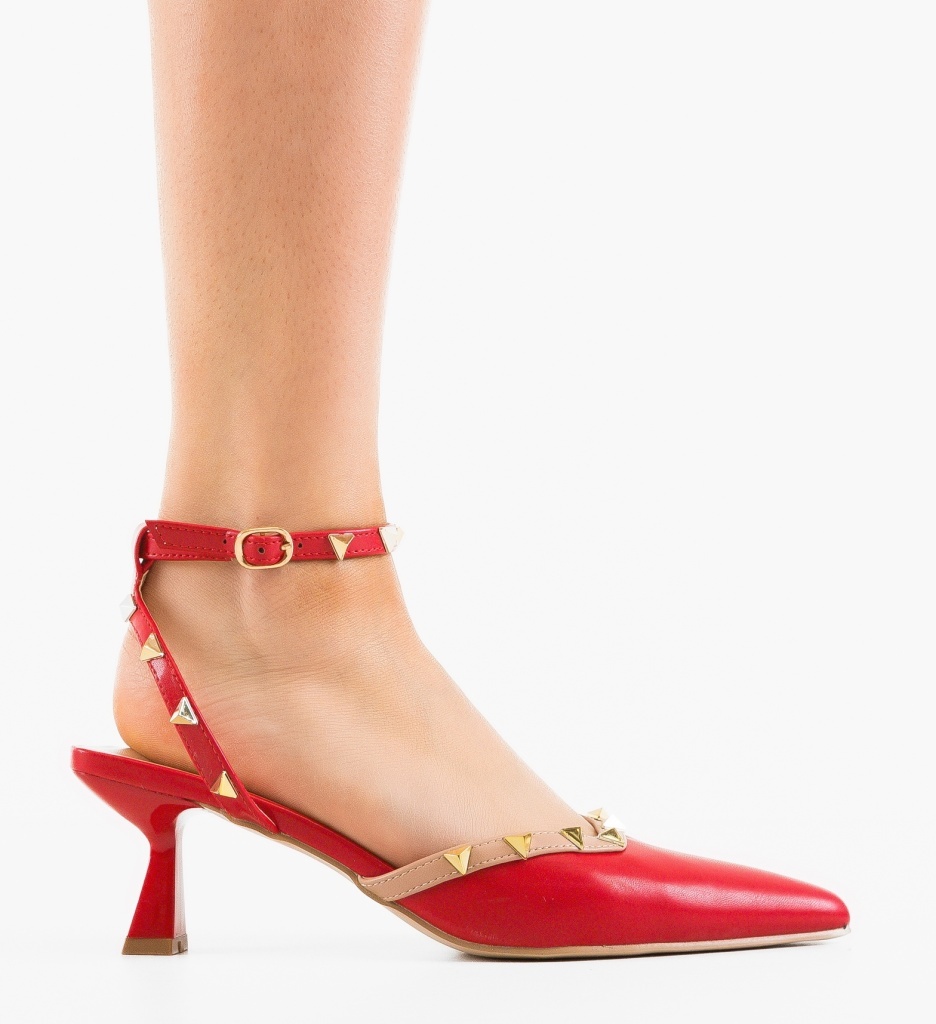Pantofi Damă Uabare Roșii cu Toc Eleganți - imagine 6