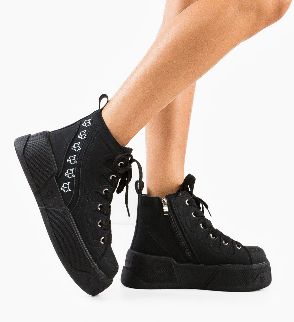 Sneakers Dama Piret Negri | Confort și Stil - imagine 2