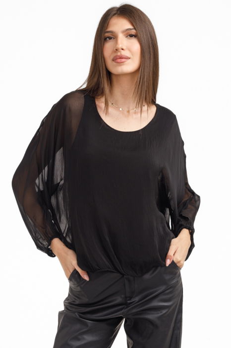 Bluza Shopika Matase Neagra Eleganta