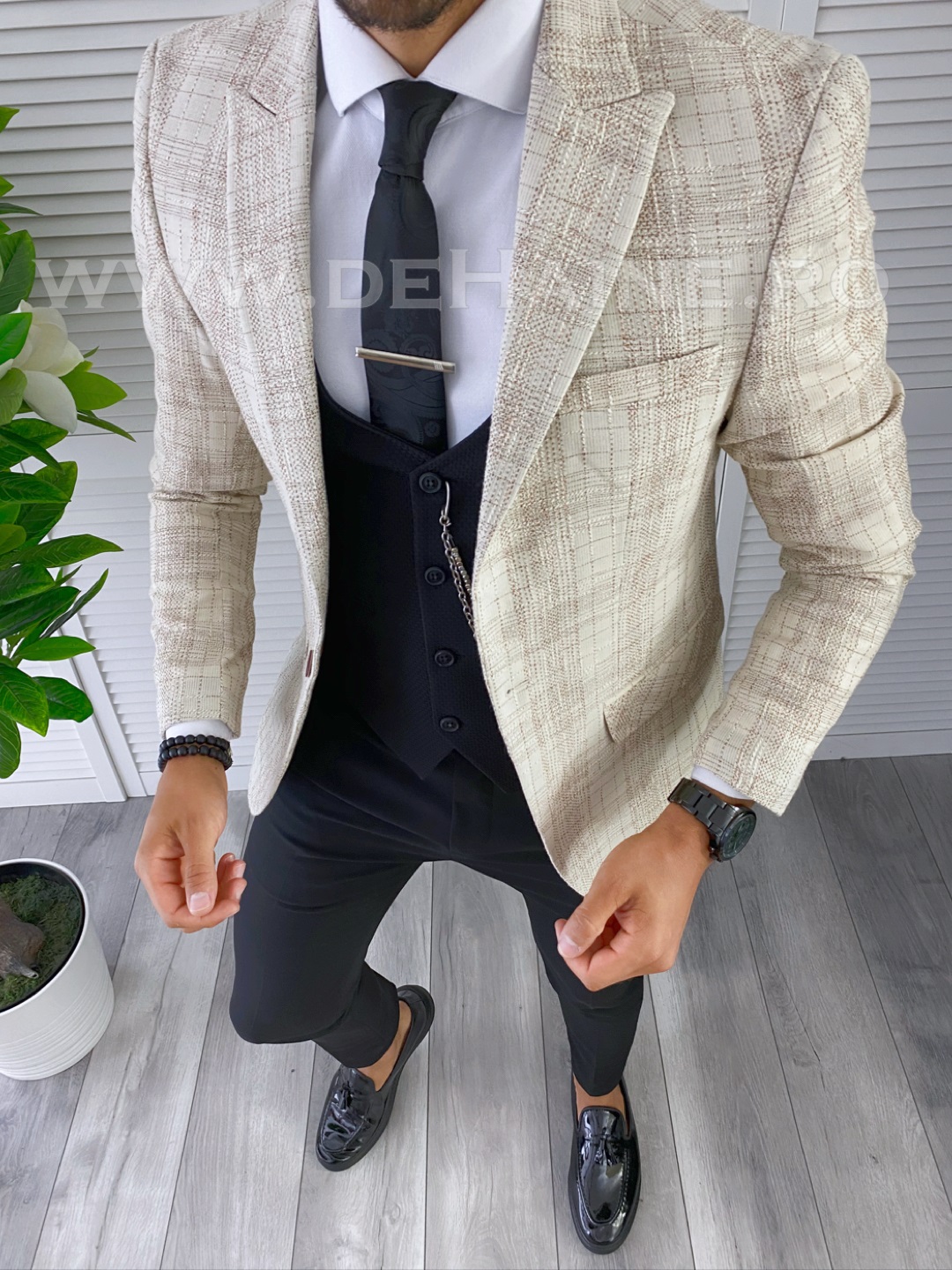 Sacou Bărbăți Slim Fit în Carouri B5579