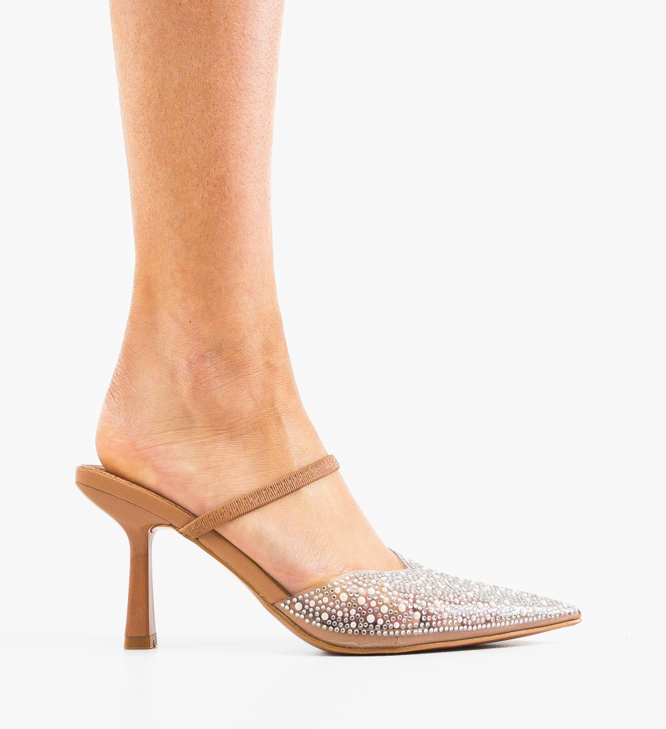 Pantofi Lopez Camel cu Toc Eleganți - imagine 6