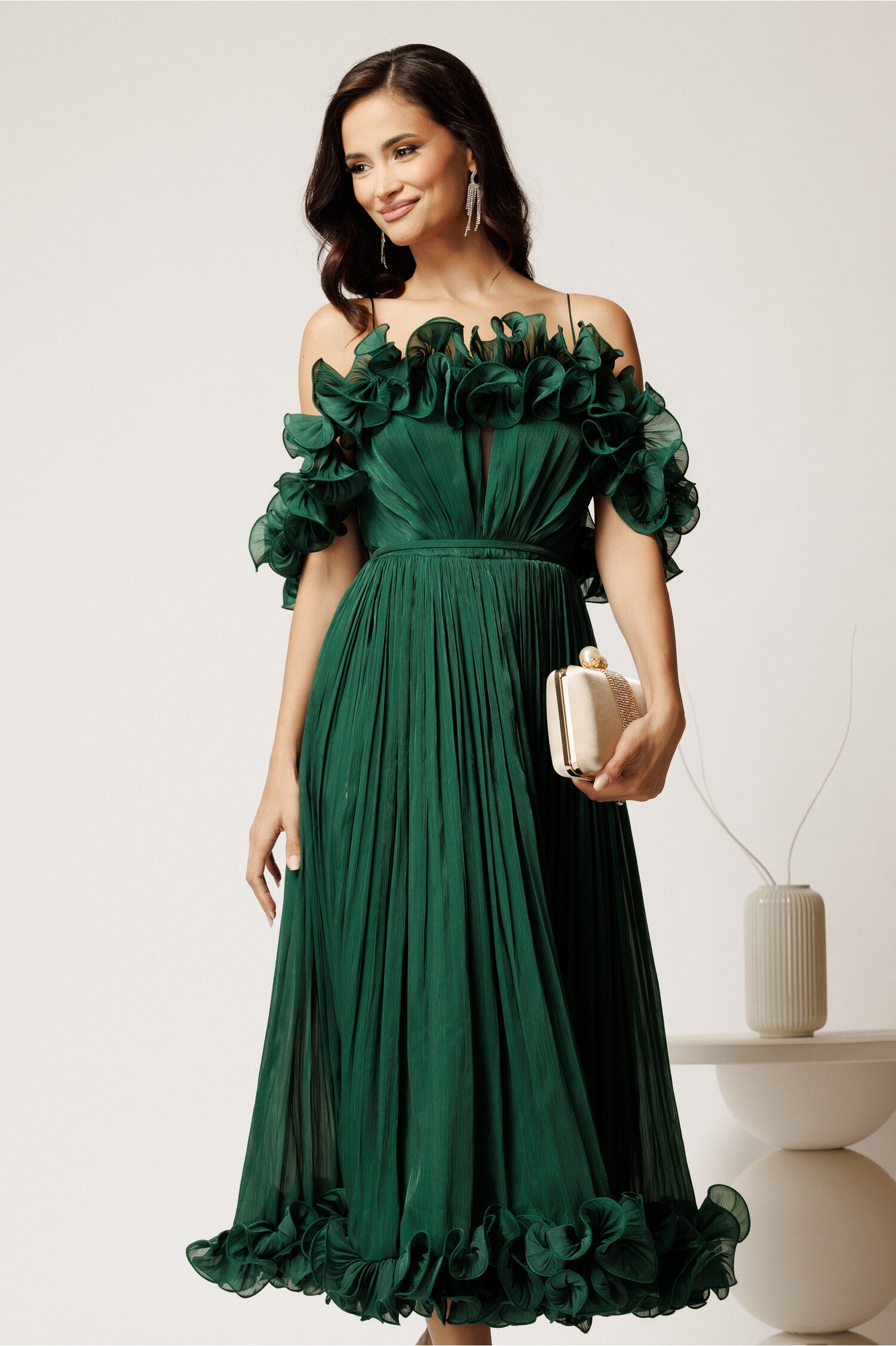 Rochie Midi Verde Eleganta pentru Cununie Civila