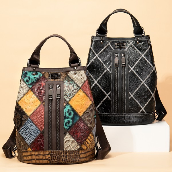 Rucsac dama Rina GT1040 din piele naturala multicolor Pfy - imagine 7