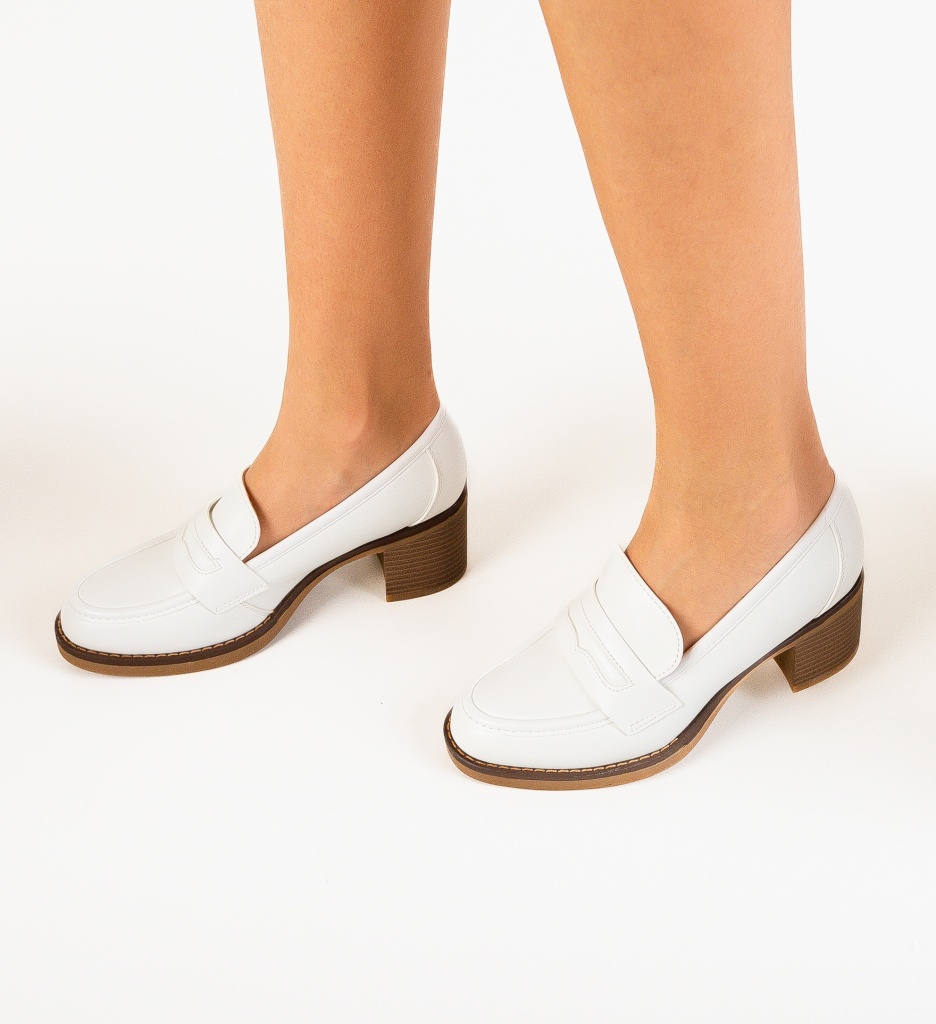 Pantofi Dama Dechen Albi - Eleganță și Stil - imagine 3