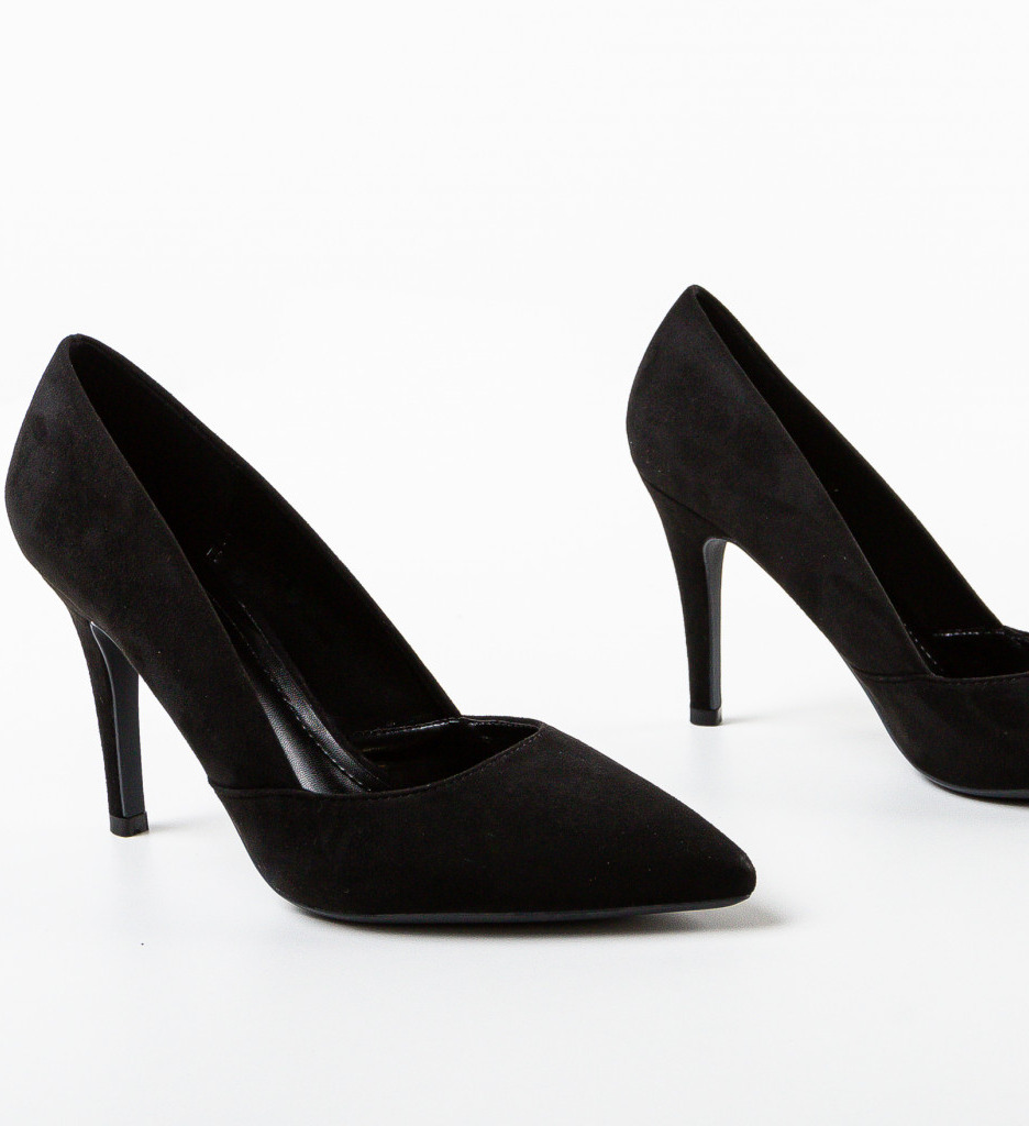 Pantofi Dama Araj Negri cu Toc Elegant - imagine 5