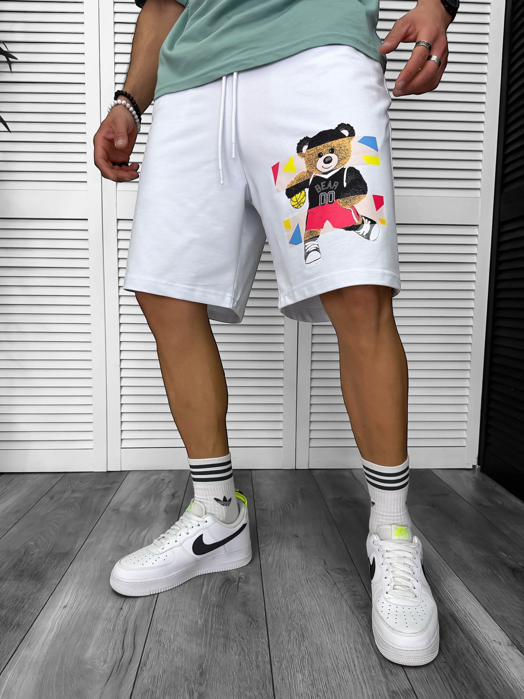 Pantaloni Scurti Alb Imprimeu Fashion Y247