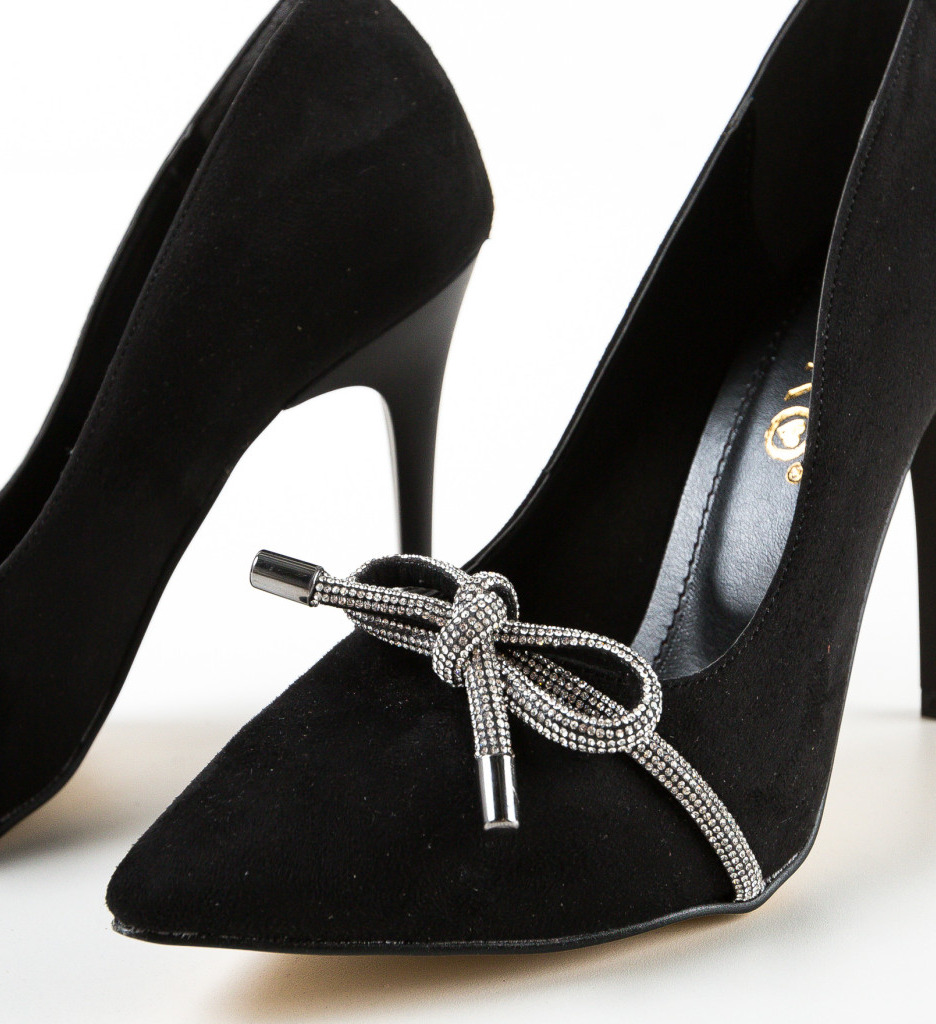 Pantofi Kroba Negri Eleganți cu Toc - imagine 6