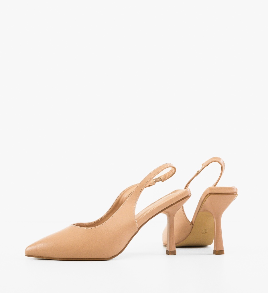 Pantofi dama Nude eleganți cu toc confortabil - imagine 5