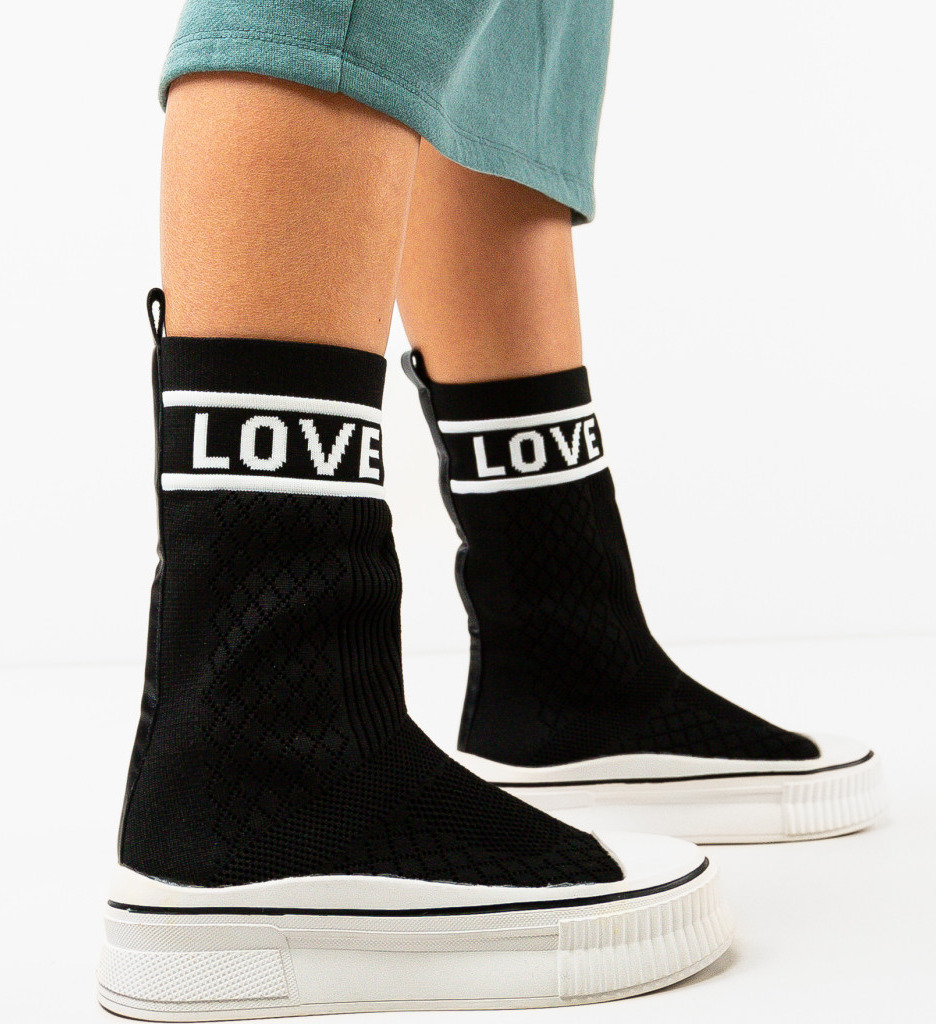 Sneakers Lovee Negri | Stil Urban Confortabil - imagine 3