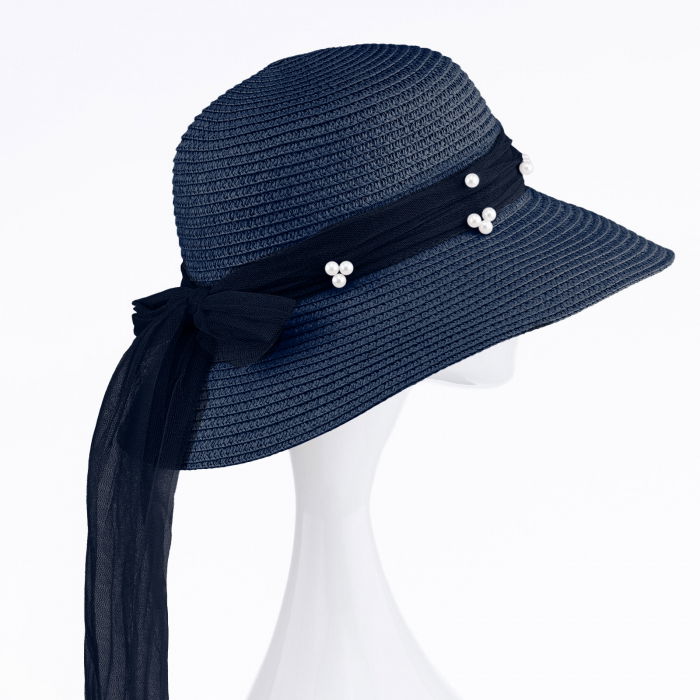 Pălărie de Paie Elegantă Bleumarin | Shopika