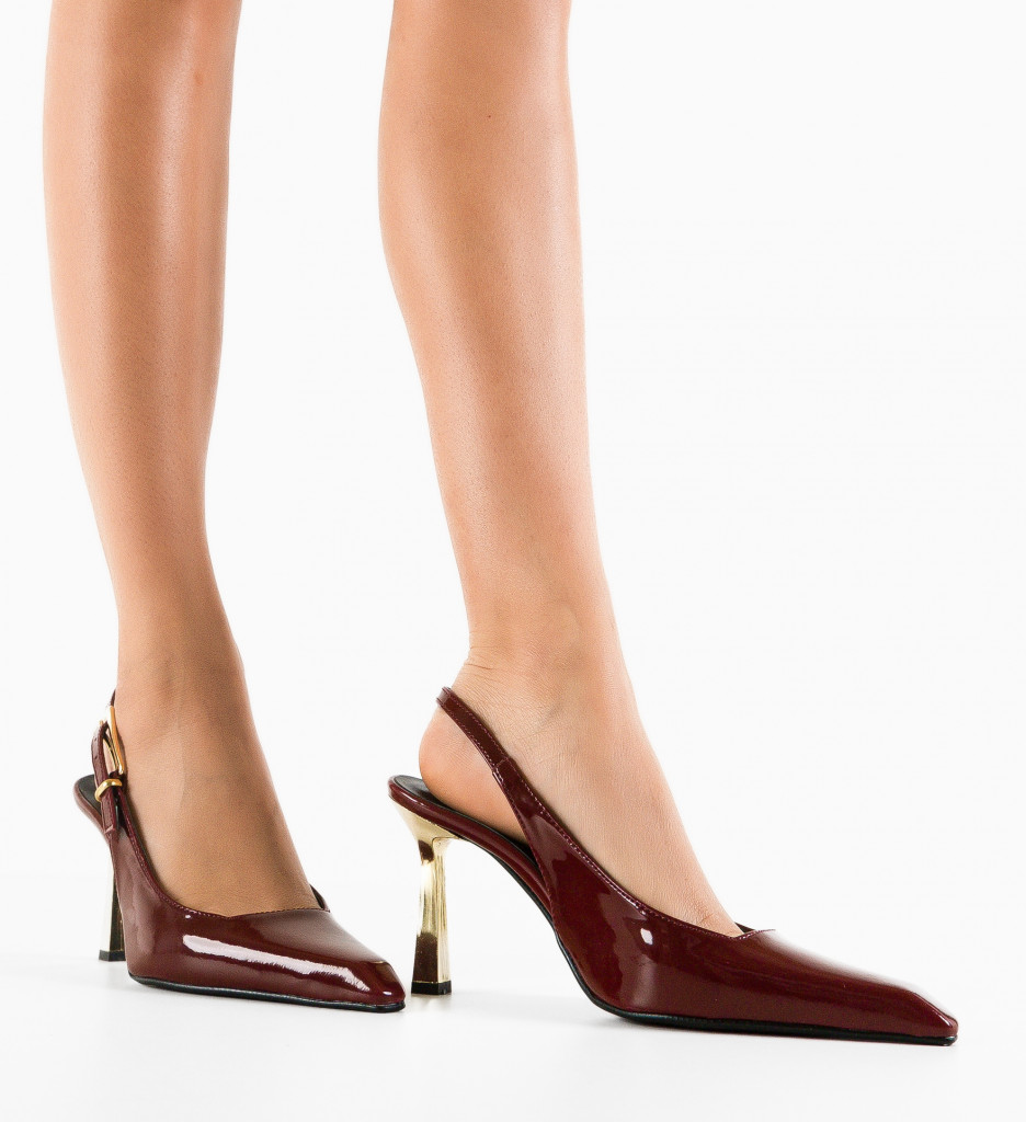 Pantofi Dama Grena cu Toc Elegant