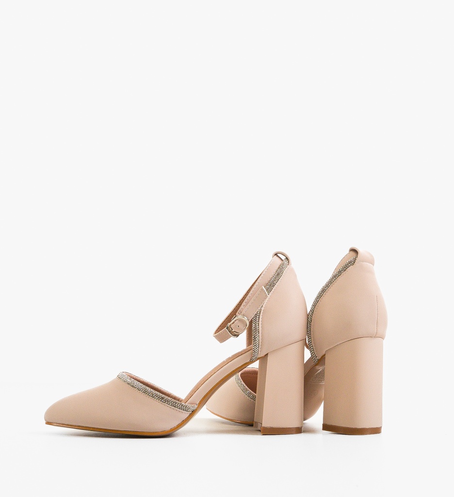 Pantofi Dama Jaden Nude cu Toc Eleganți - imagine 5