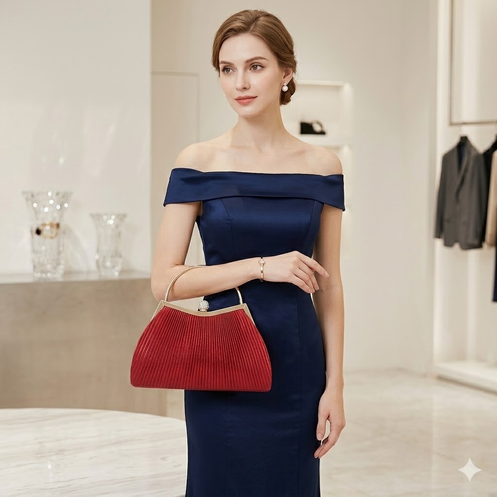Geanta Ocazie Rosu Delis | Clutch Elegant Detasabil - imagine 4