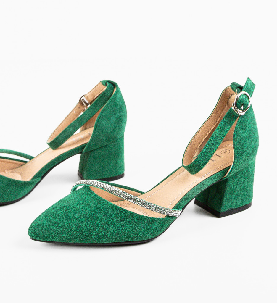 Pantofi Pamela Verzi cu Toc Elegant - imagine 5