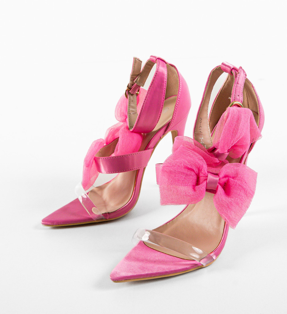 Sandale cu Toc Jagoda Roz | Stil Feminin - imagine 6