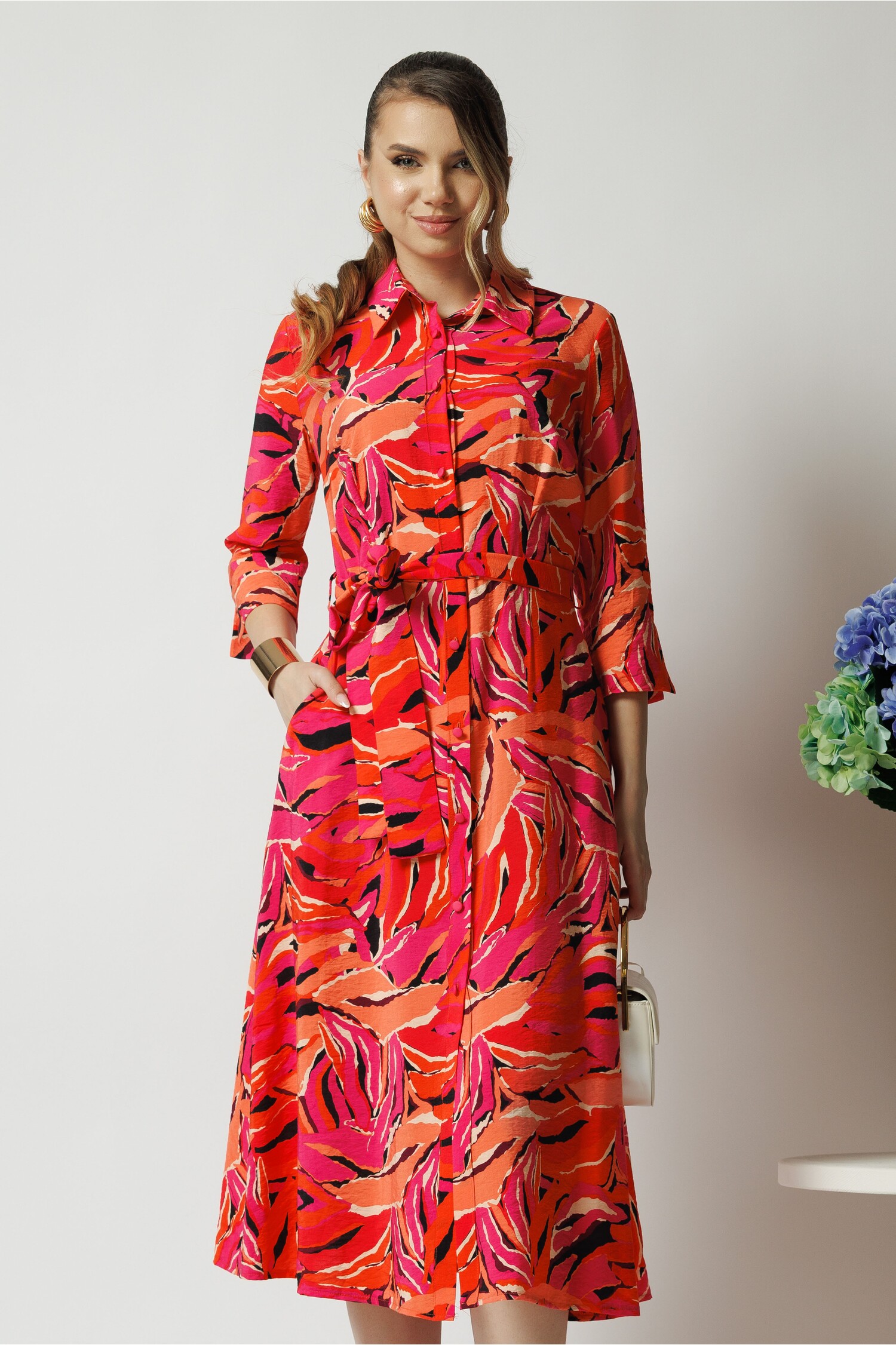 Rochie Office din Viscoza Fucsia | Stil Elegant
