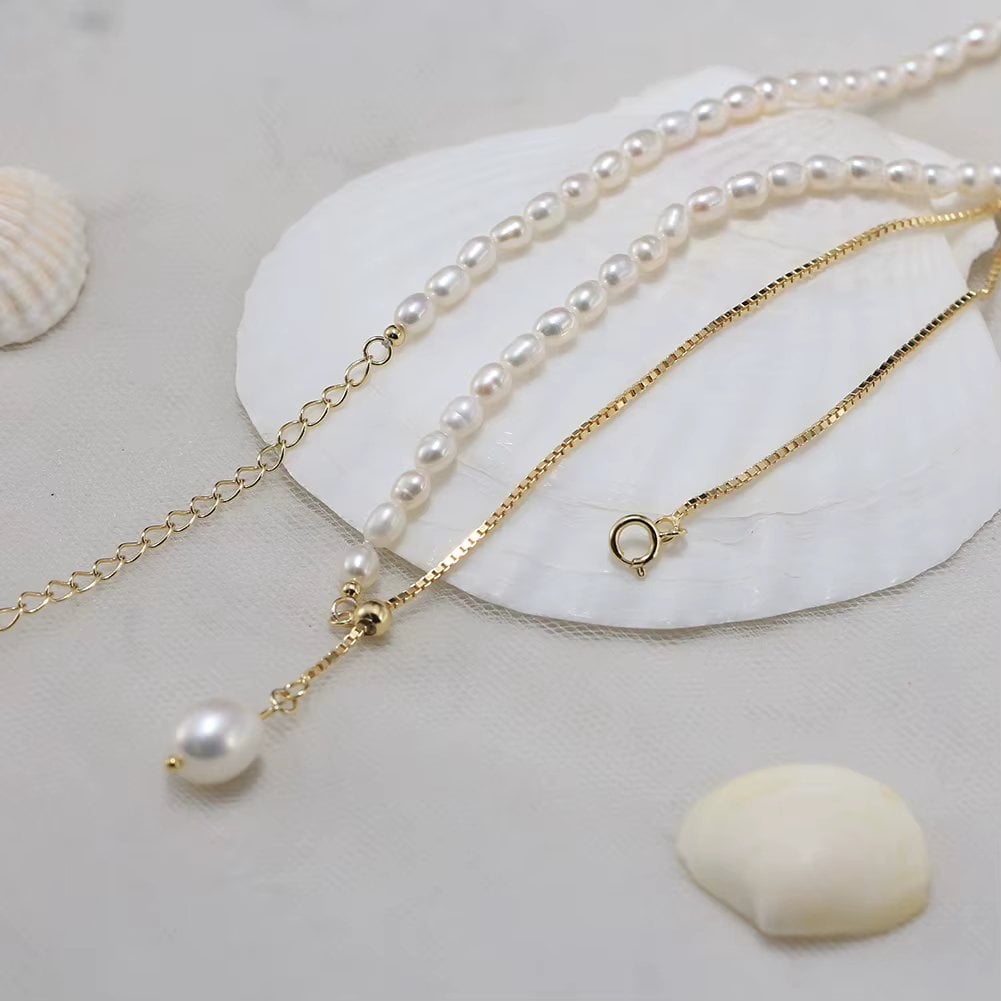 Lantisor Argint cu Perle Delis - Eleganta Pură - imagine 3