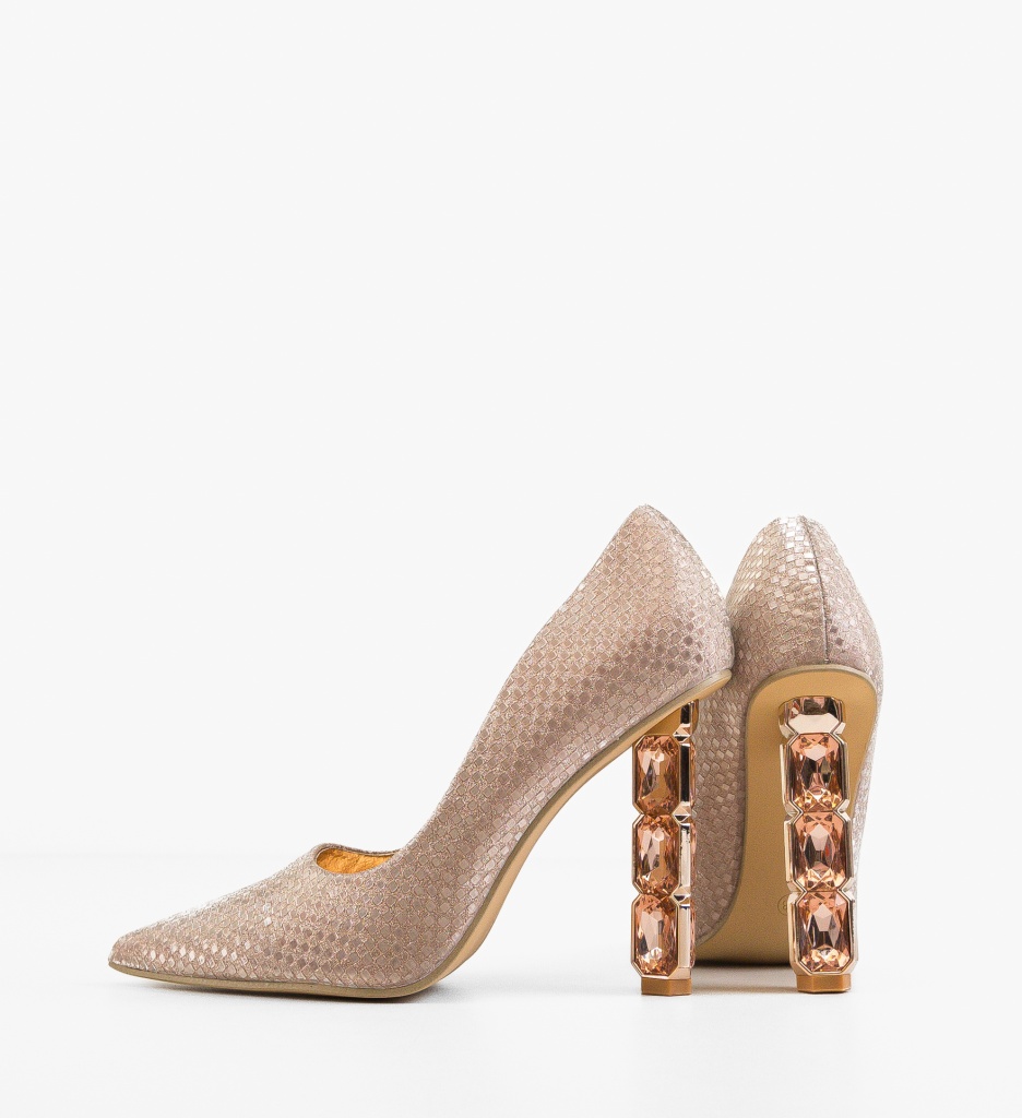 Pantofi Dama Eleganți cu Toc Auriu - Kagiso 2 - imagine 5