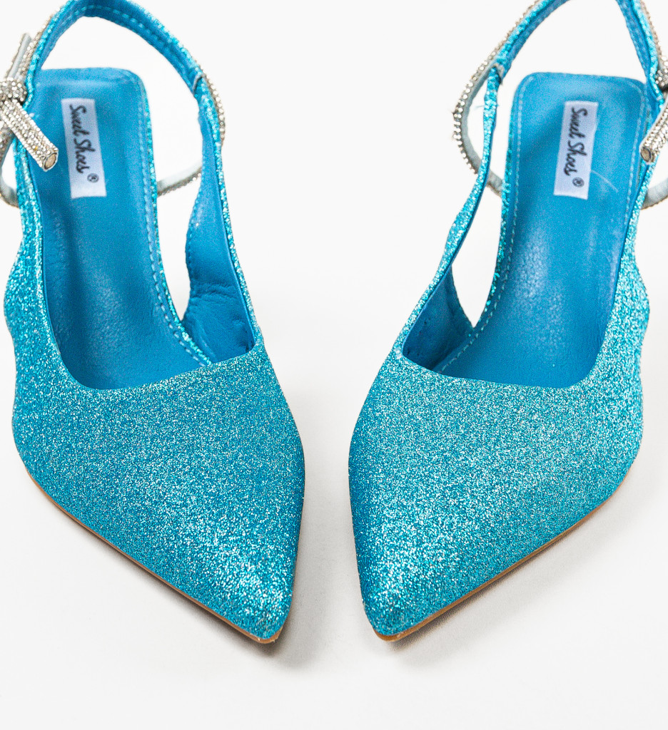 Pantofi Dama Qam Albastri cu Toc Eleganți - imagine 7