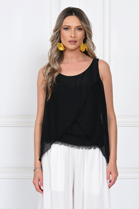 Top Dama Shopika Lejer cu Straturi, Negru