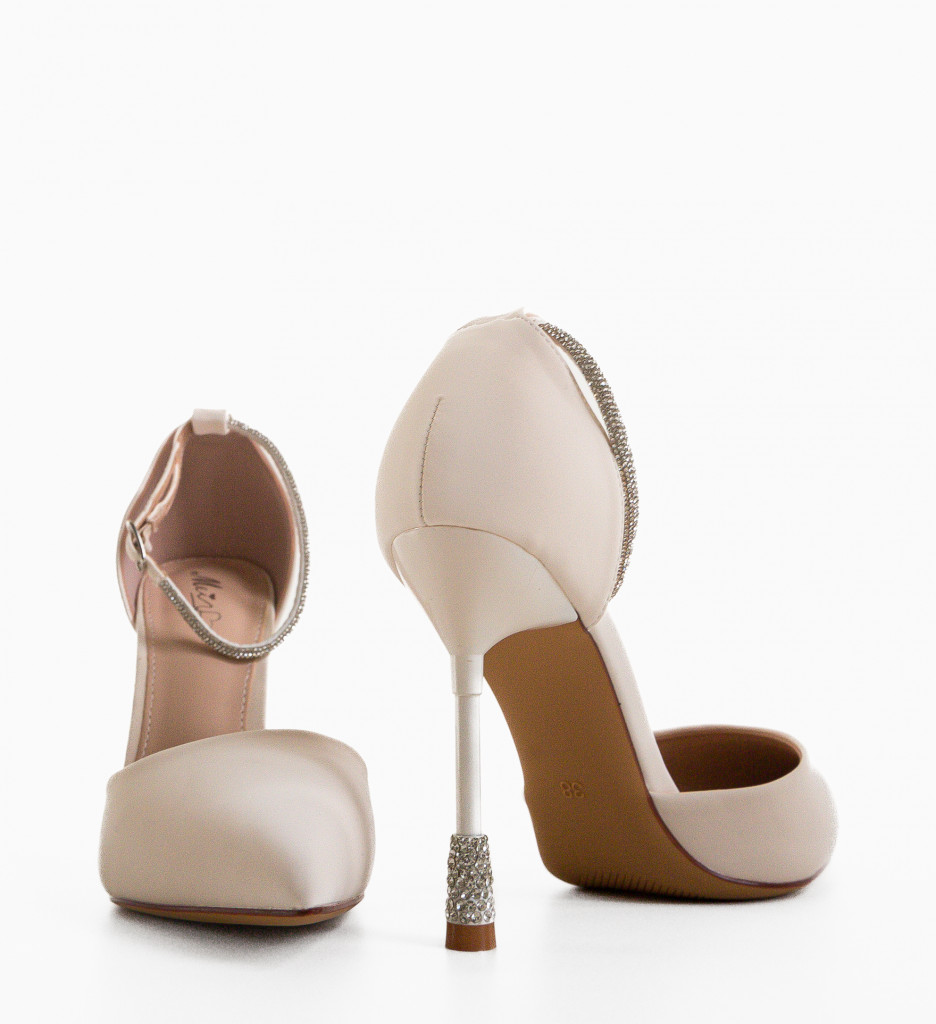 Pantofi Dama Sennach Bej cu Toc Eleganți - imagine 5