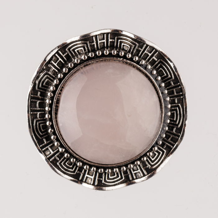 Brosa Argintie Cuart Roz Shopika - Eleganță Naturală