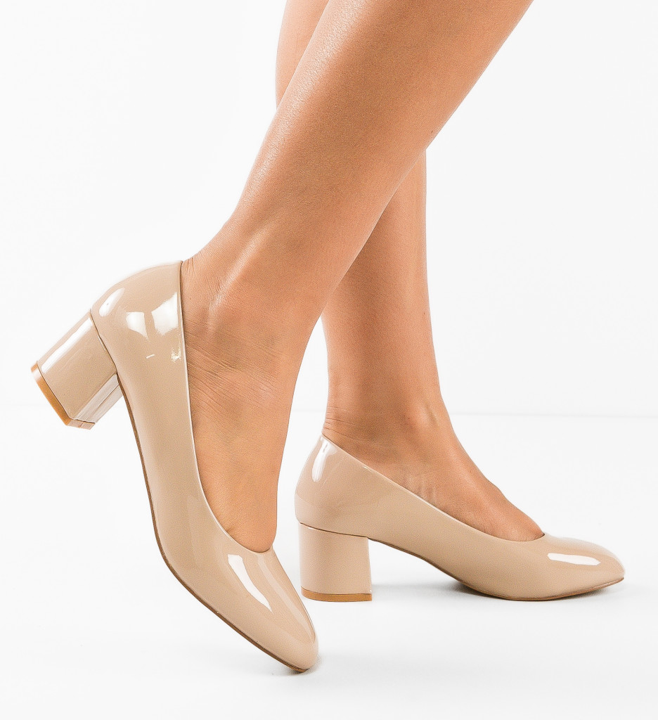 Pantofi Hess Bej Eleganți cu Toc - Stil Refined - imagine 2