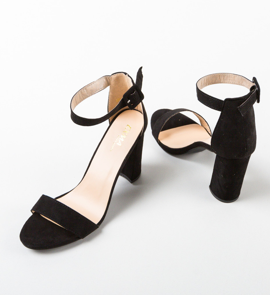 Sandale cu Toc Coja Negre, Elegante și Confortabile