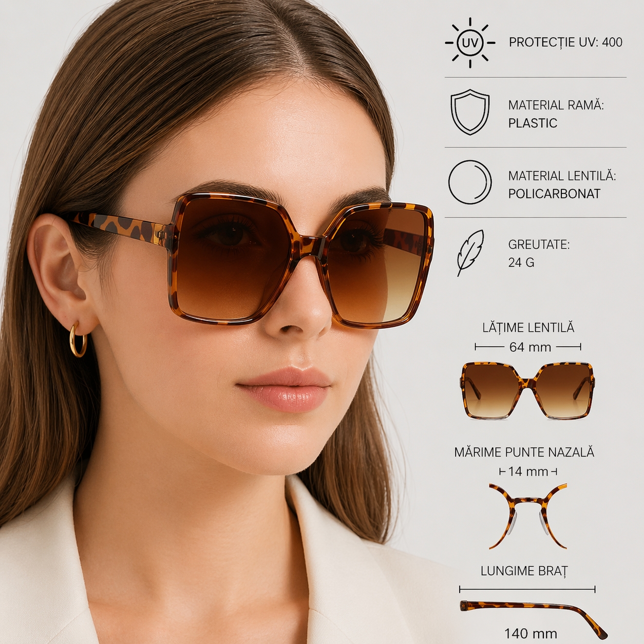 Picadili Ochelari de Soare Femei Animal Print - imagine 4