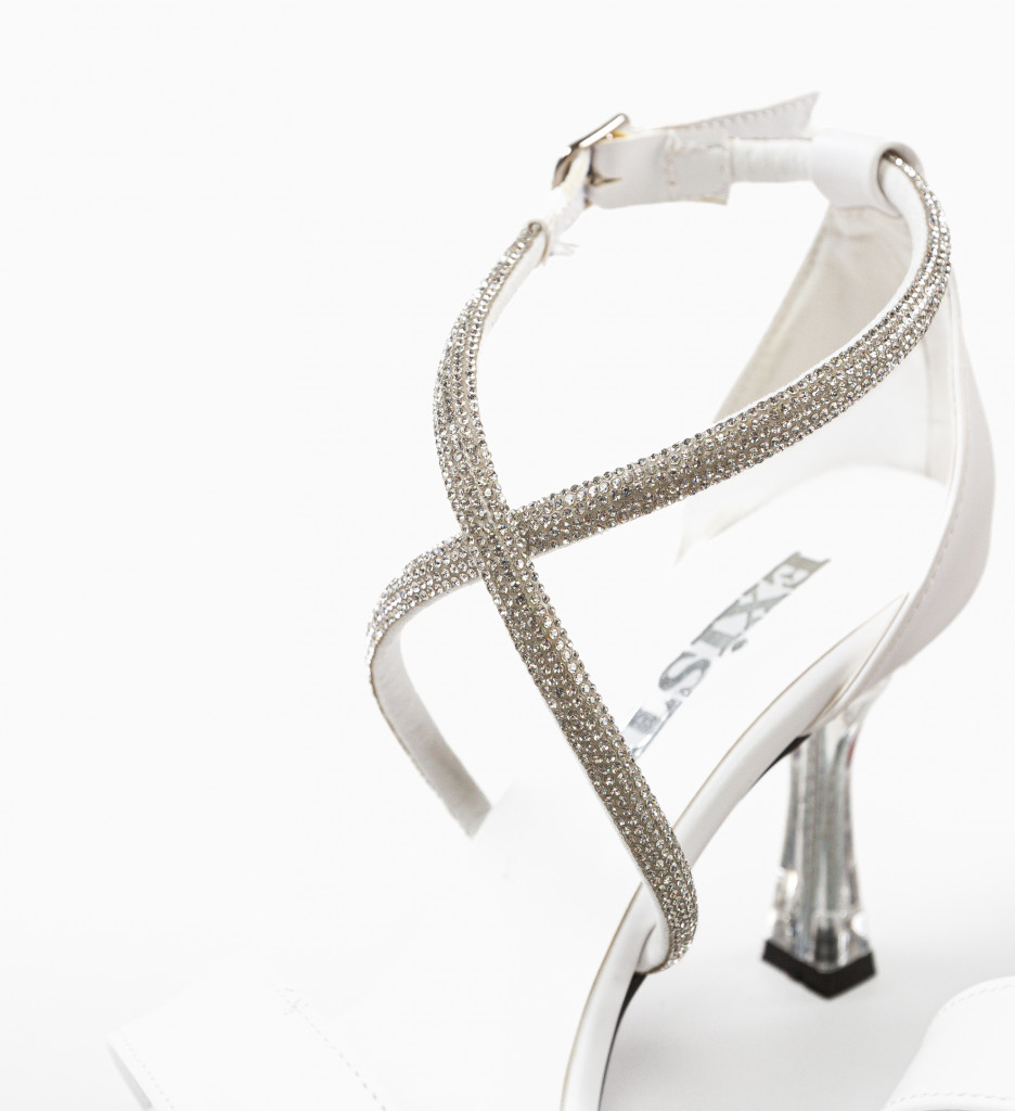 Sandale Tynospa Albe cu Toc Elegante - imagine 8