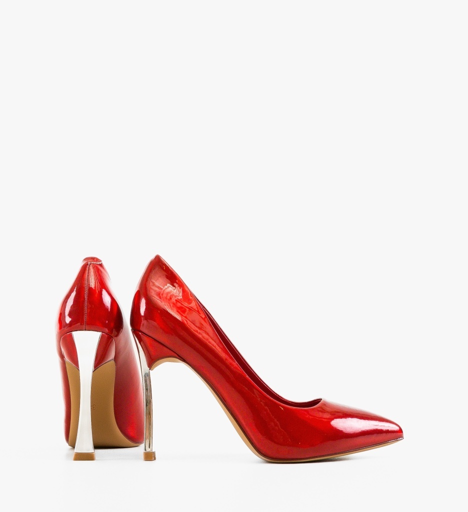 Pantofi Dama Neba Rosii cu Toc Elegant - imagine 5