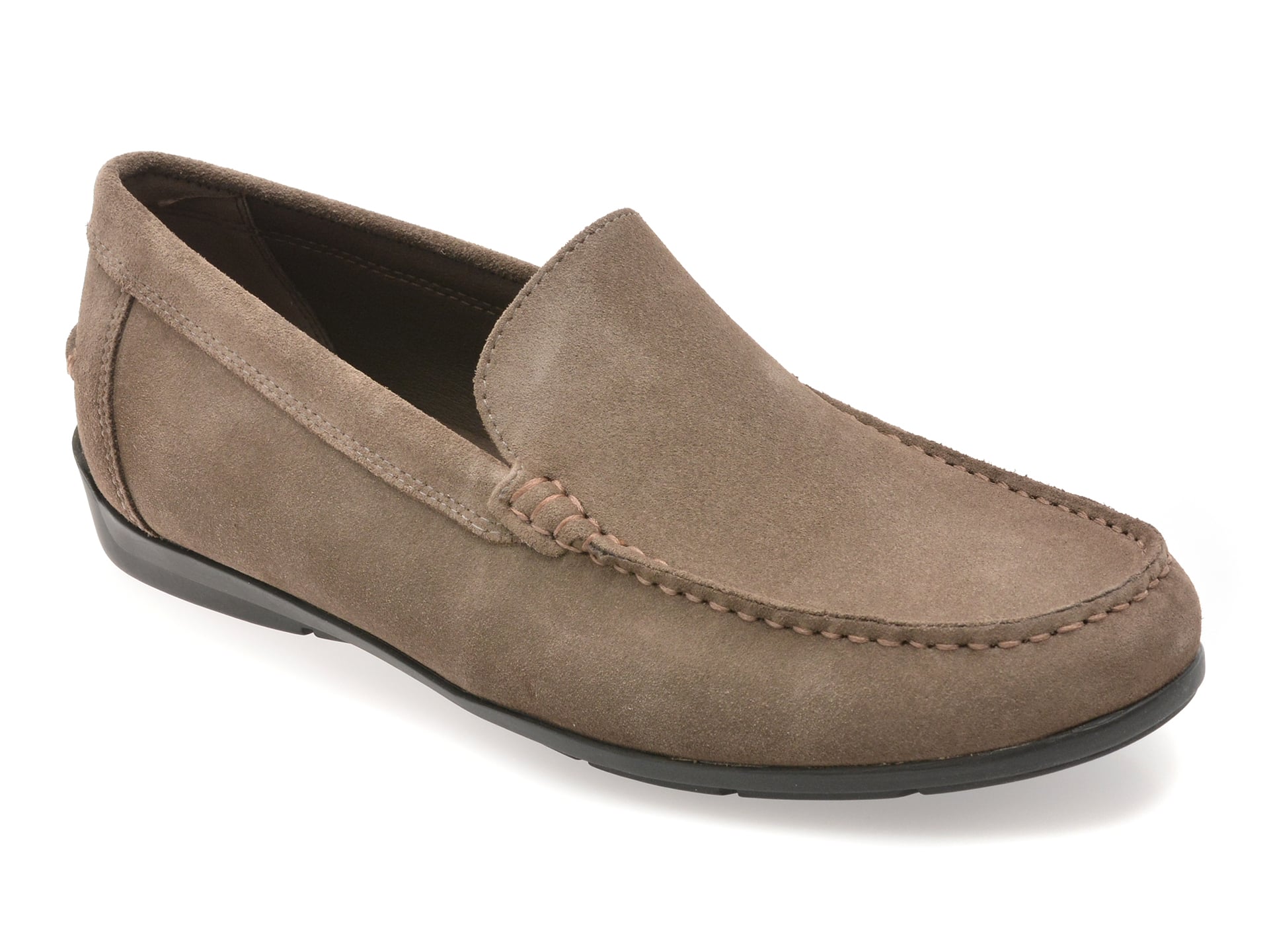 Mocasini GEOX U55Q3A gri, piele întoarsă, confort
